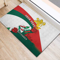 Personalized Bulgaria Unification Day Rubber Doormat Lion Rampant Red Rose
