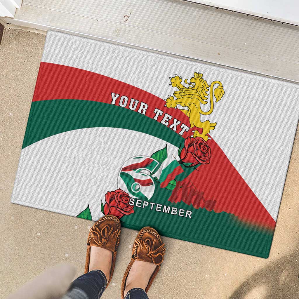 Personalized Bulgaria Unification Day Rubber Doormat Lion Rampant Red Rose