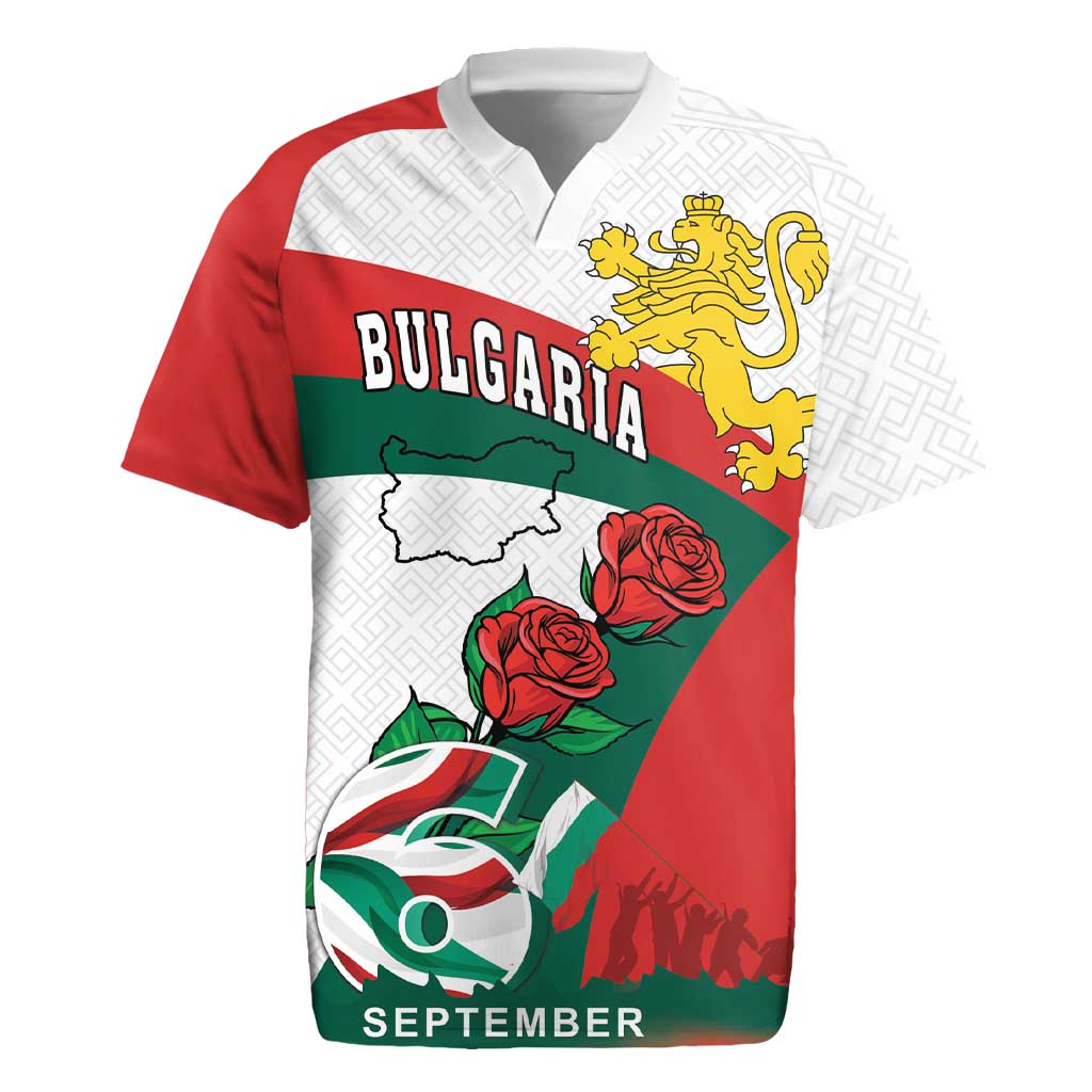 Personalized Bulgaria Unification Day Rugby Jersey Lion Rampant Red Rose