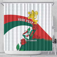 Personalized Bulgaria Unification Day Shower Curtain Lion Rampant Red Rose