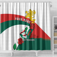 Personalized Bulgaria Unification Day Shower Curtain Lion Rampant Red Rose