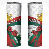 Personalized Bulgaria Unification Day Skinny Tumbler Lion Rampant Red Rose