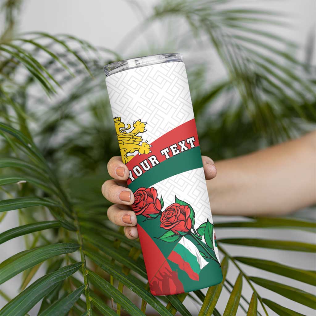 Personalized Bulgaria Unification Day Skinny Tumbler Lion Rampant Red Rose