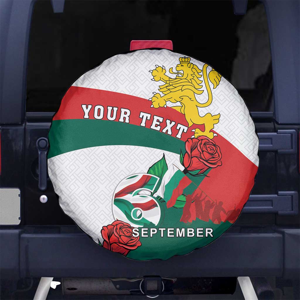 Personalized Bulgaria Unification Day Spare Tire Cover Lion Rampant Red Rose