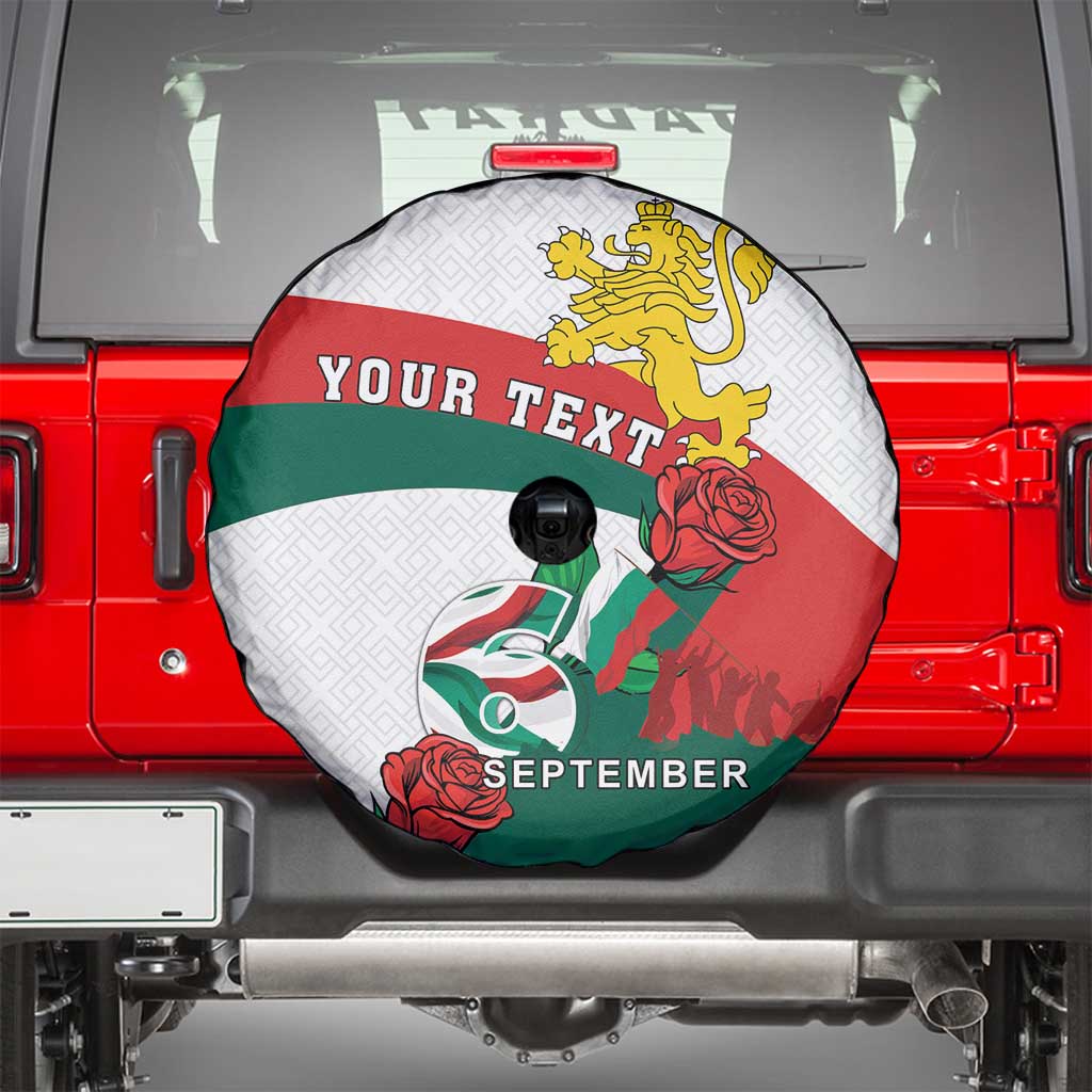 Personalized Bulgaria Unification Day Spare Tire Cover Lion Rampant Red Rose