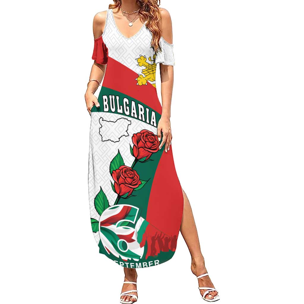 Personalized Bulgaria Unification Day Summer Maxi Dress Lion Rampant Red Rose