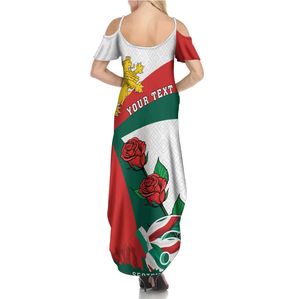 Personalized Bulgaria Unification Day Summer Maxi Dress Lion Rampant Red Rose