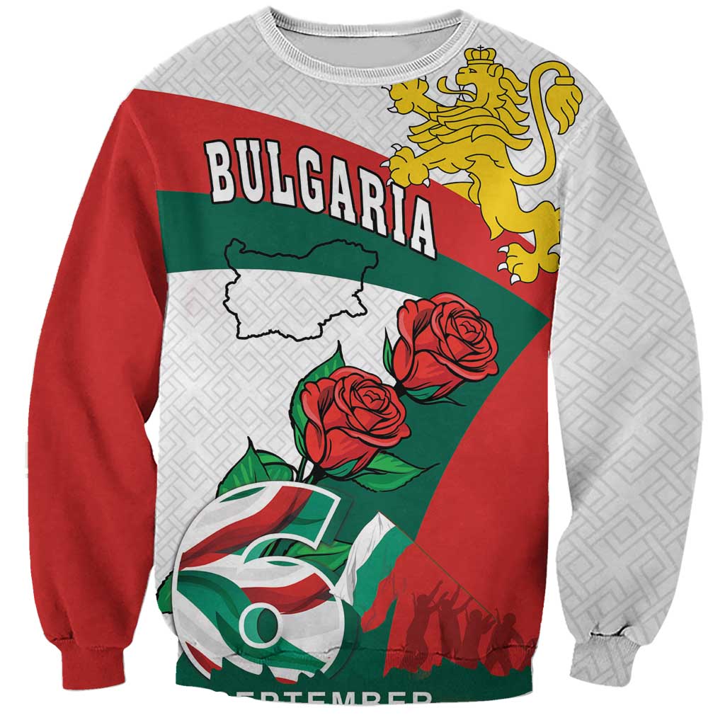 Personalized Bulgaria Unification Day Sweatshirt Lion Rampant Red Rose