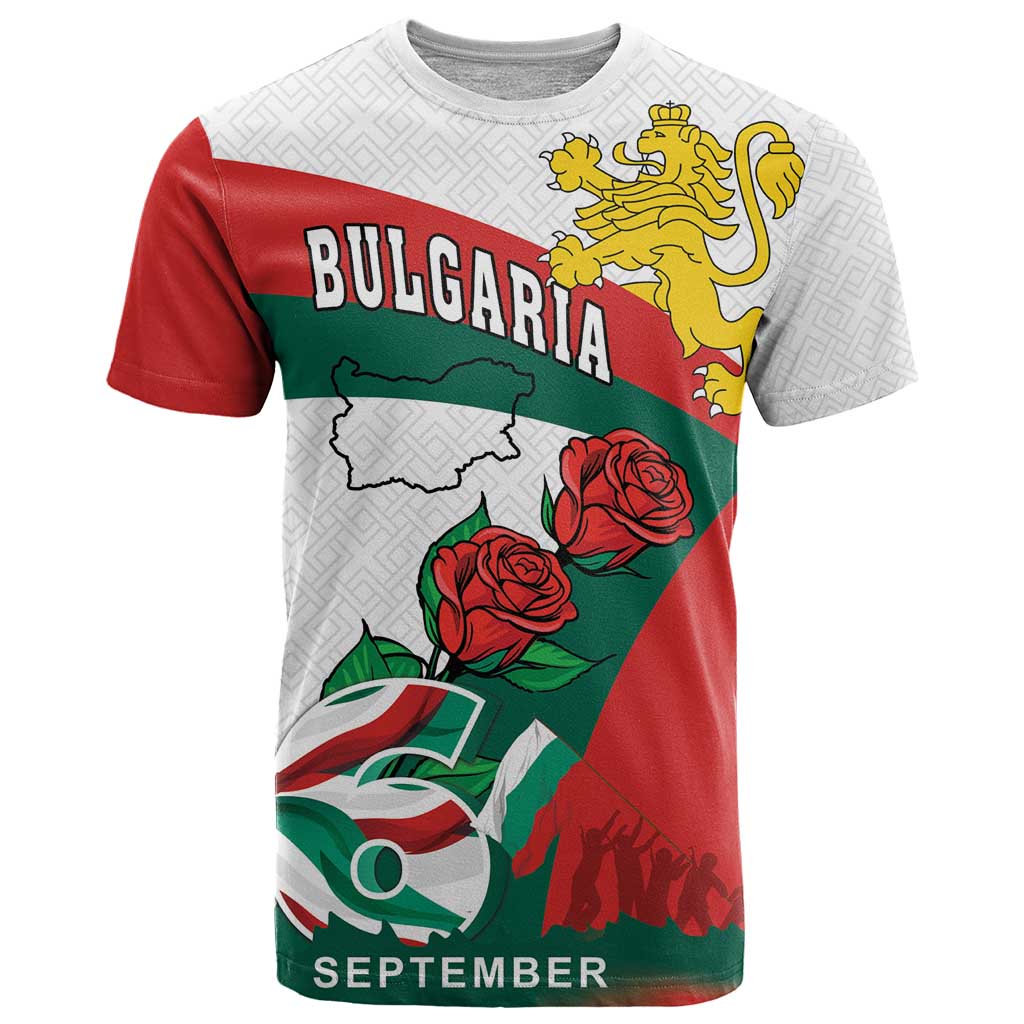 Personalized Bulgaria Unification Day T Shirt Lion Rampant Red Rose