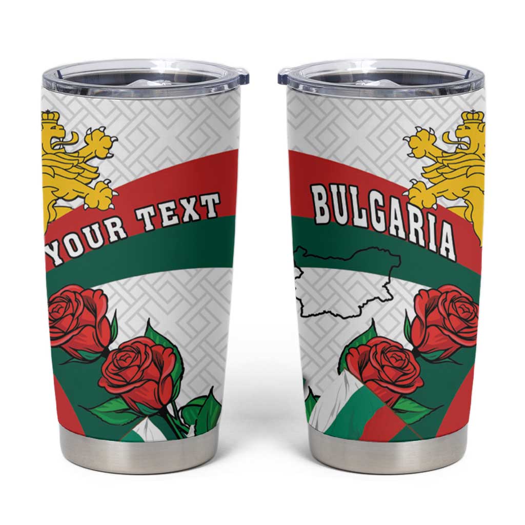 Personalized Bulgaria Unification Day Tumbler Cup Lion Rampant Red Rose