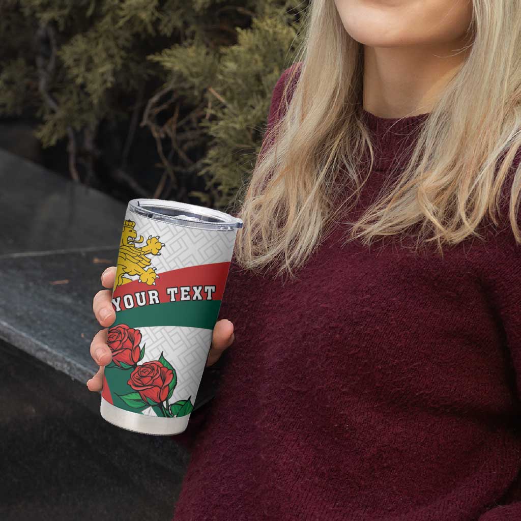 Personalized Bulgaria Unification Day Tumbler Cup Lion Rampant Red Rose