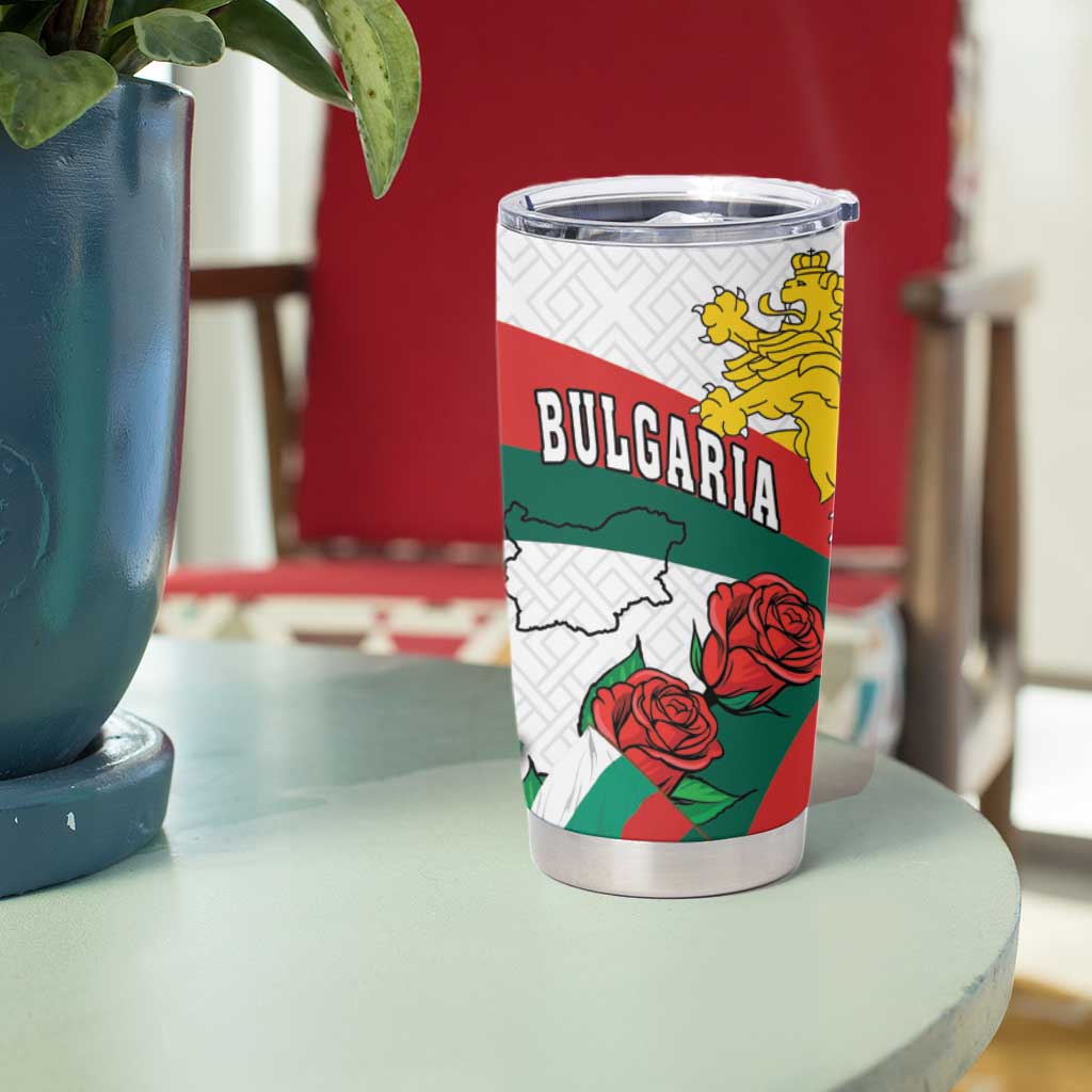 Personalized Bulgaria Unification Day Tumbler Cup Lion Rampant Red Rose