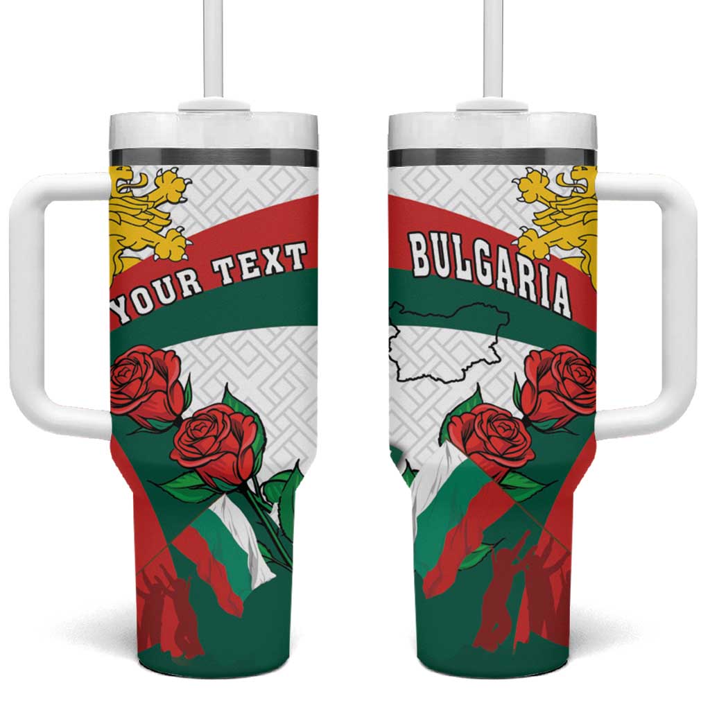 Personalized Bulgaria Unification Day Tumbler With Handle Lion Rampant Red Rose