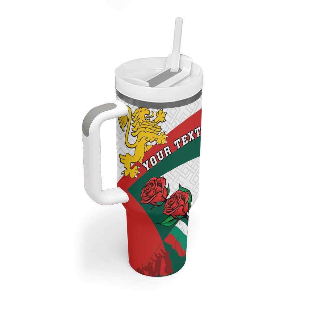 Personalized Bulgaria Unification Day Tumbler With Handle Lion Rampant Red Rose