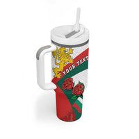 Personalized Bulgaria Unification Day Tumbler With Handle Lion Rampant Red Rose