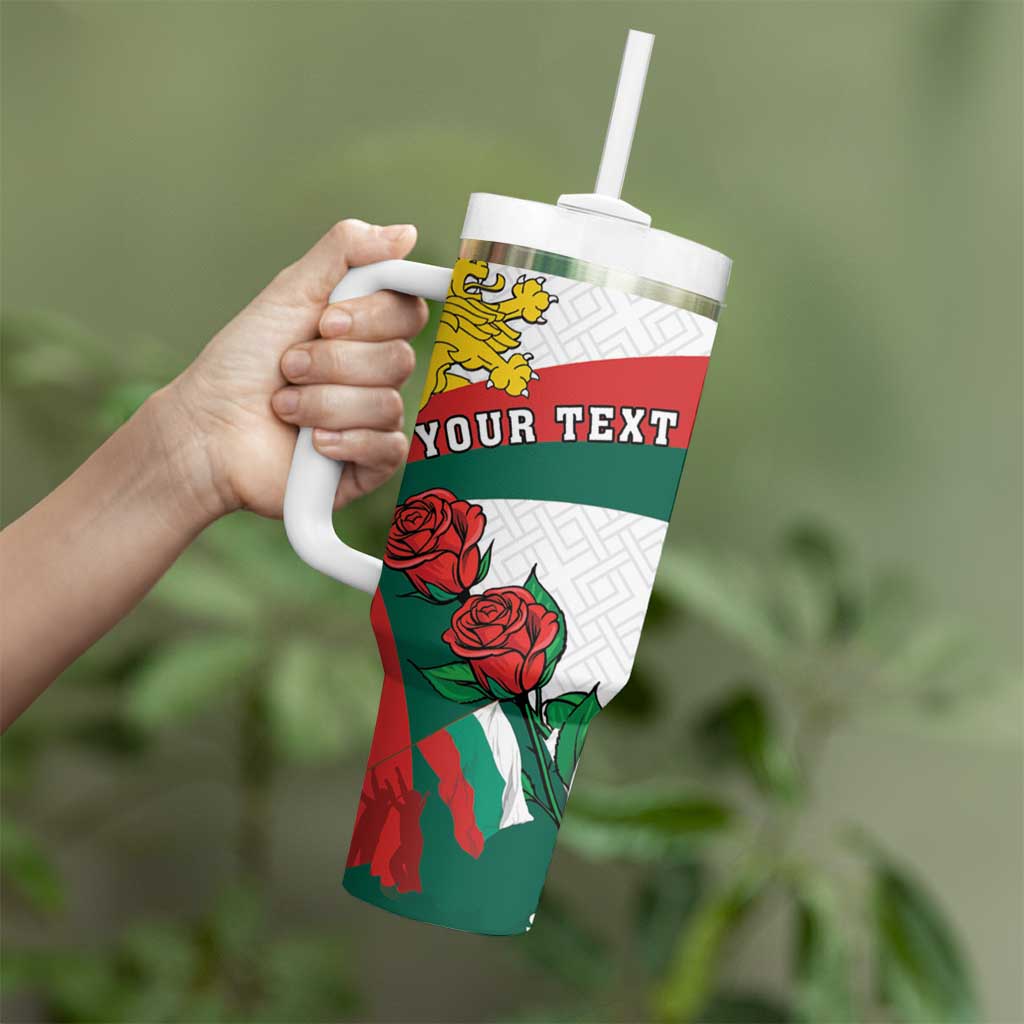 Personalized Bulgaria Unification Day Tumbler With Handle Lion Rampant Red Rose
