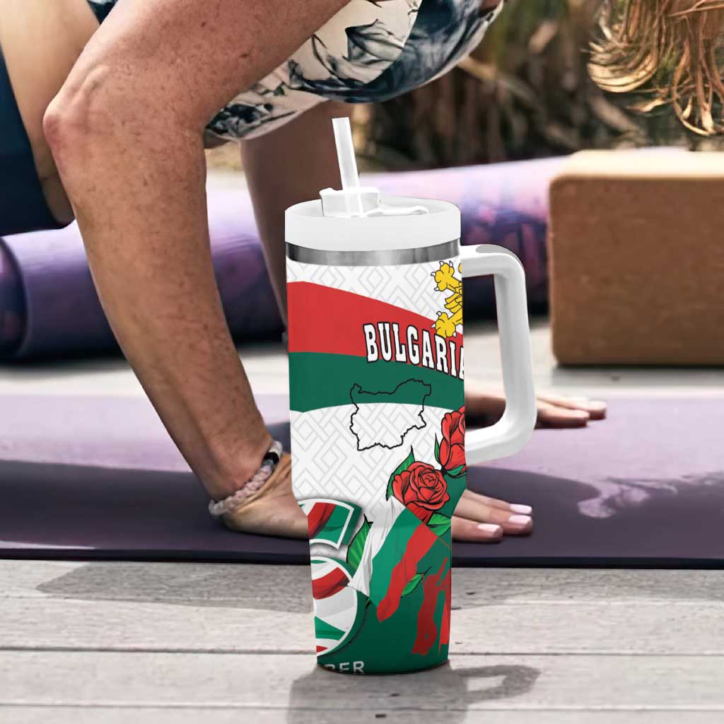 Personalized Bulgaria Unification Day Tumbler With Handle Lion Rampant Red Rose
