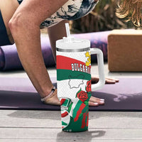 Personalized Bulgaria Unification Day Tumbler With Handle Lion Rampant Red Rose