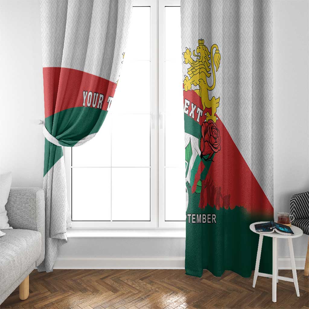 Personalized Bulgaria Unification Day Window Curtain Lion Rampant Red Rose
