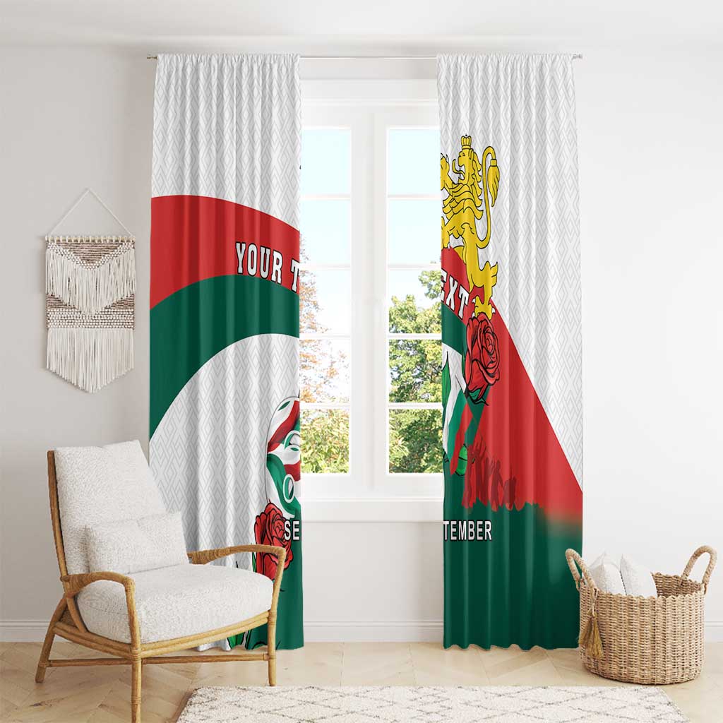 Personalized Bulgaria Unification Day Window Curtain Lion Rampant Red Rose