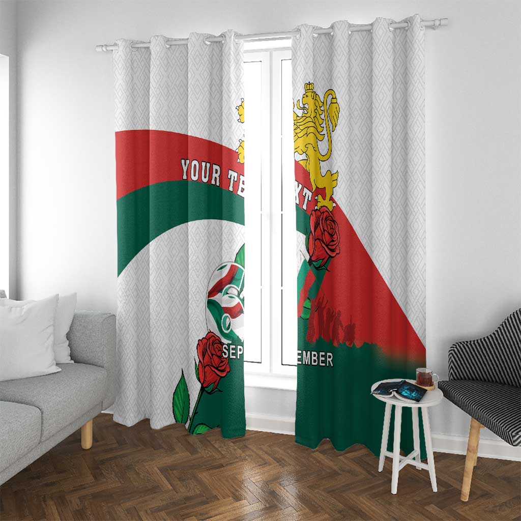 Personalized Bulgaria Unification Day Window Curtain Lion Rampant Red Rose