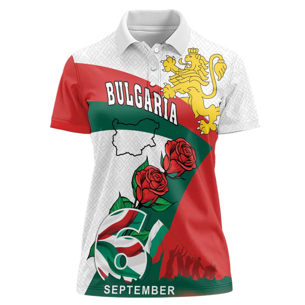 Personalized Bulgaria Unification Day Women Polo Shirt Lion Rampant Red Rose