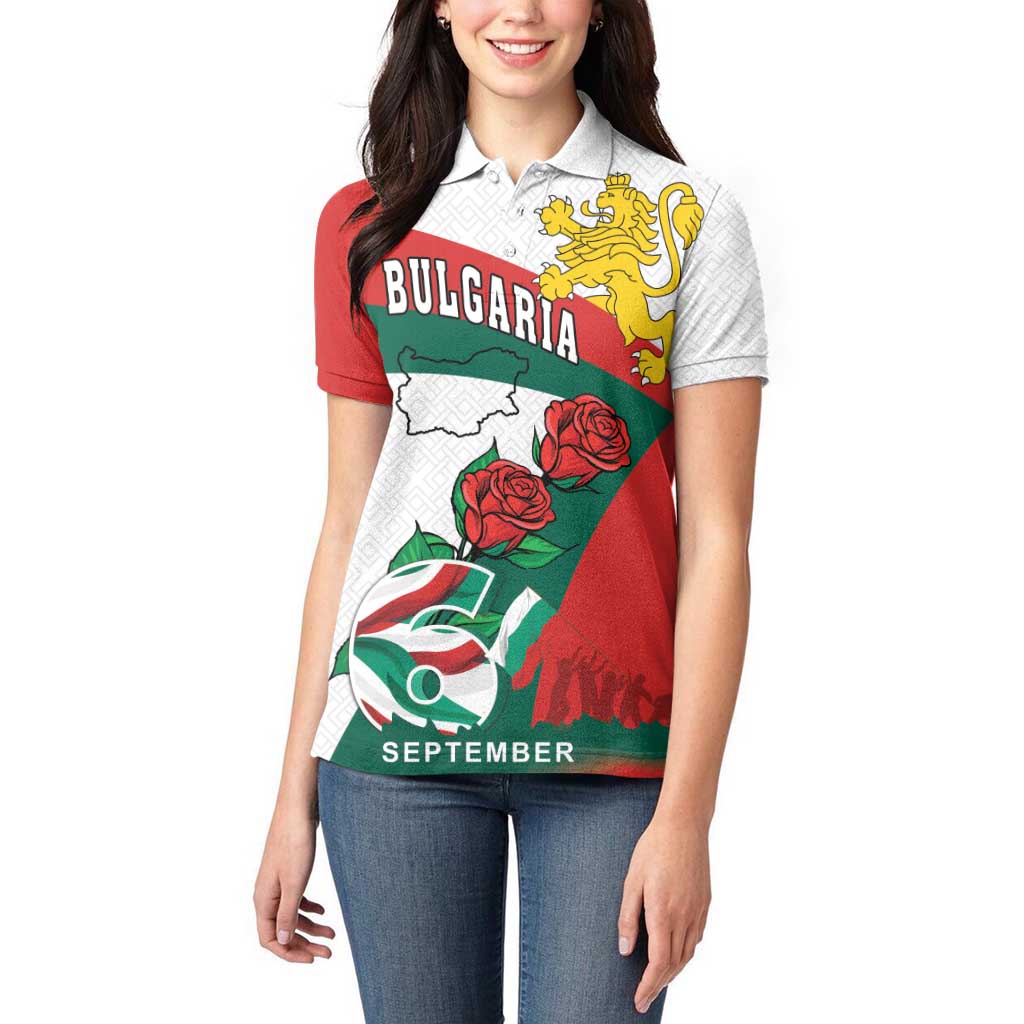 Personalized Bulgaria Unification Day Women Polo Shirt Lion Rampant Red Rose