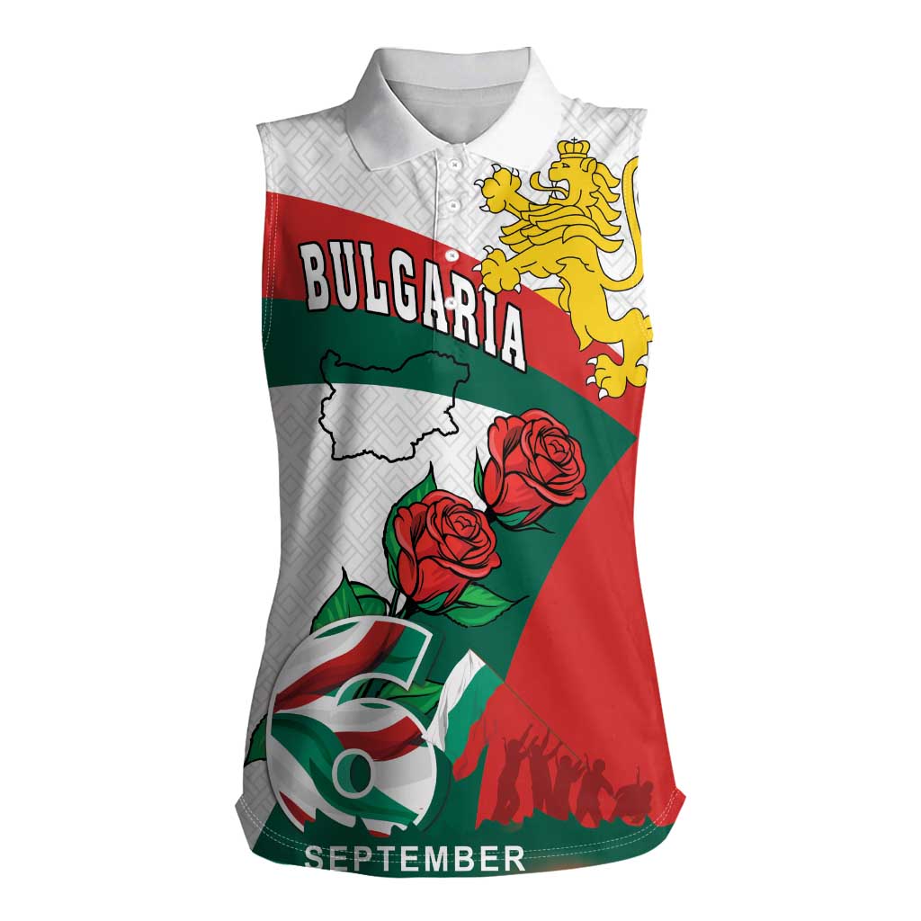 Personalized Bulgaria Unification Day Women Sleeveless Polo Shirt Lion Rampant Red Rose