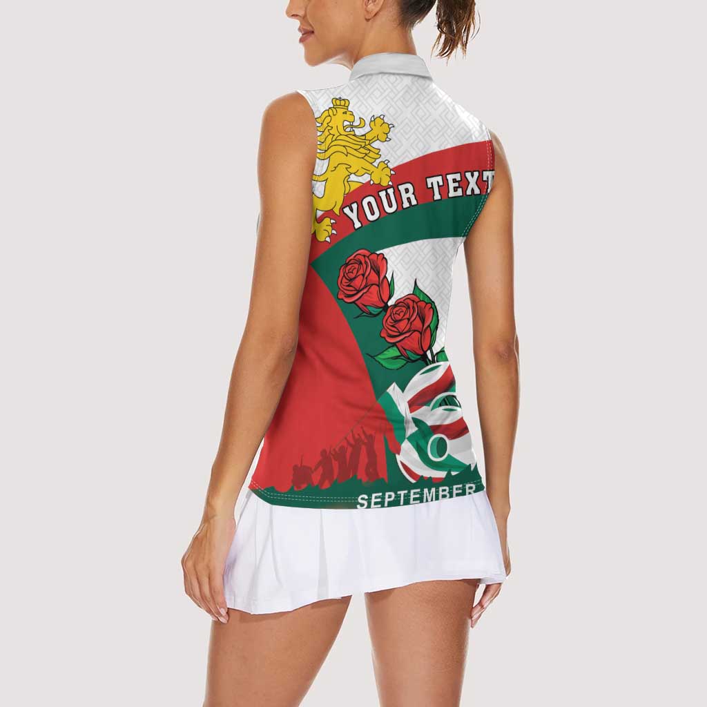 Personalized Bulgaria Unification Day Women Sleeveless Polo Shirt Lion Rampant Red Rose