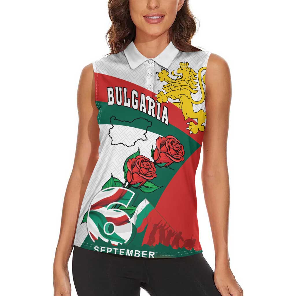Personalized Bulgaria Unification Day Women Sleeveless Polo Shirt Lion Rampant Red Rose