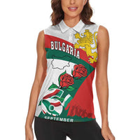 Personalized Bulgaria Unification Day Women Sleeveless Polo Shirt Lion Rampant Red Rose
