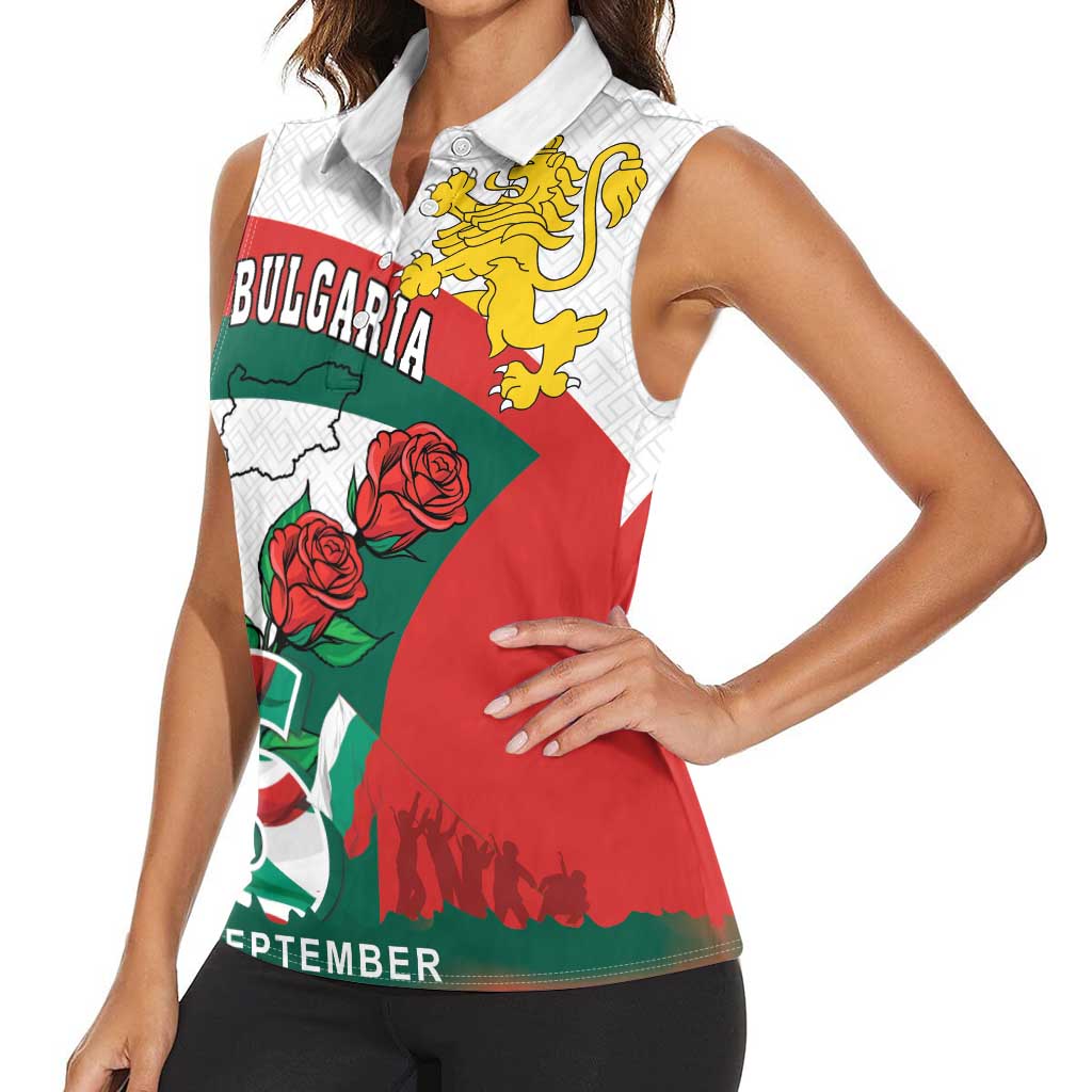 Personalized Bulgaria Unification Day Women Sleeveless Polo Shirt Lion Rampant Red Rose