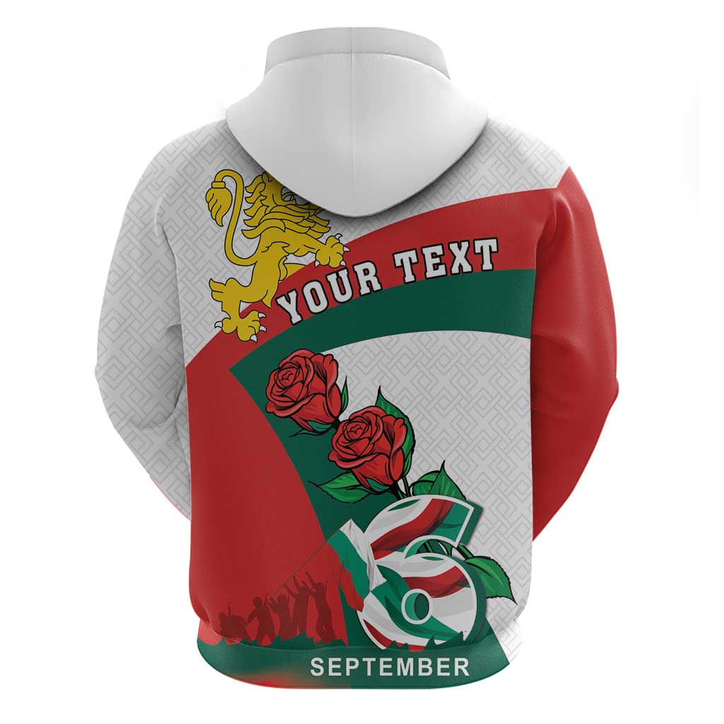Personalized Bulgaria Unification Day Zip Hoodie Lion Rampant Red Rose