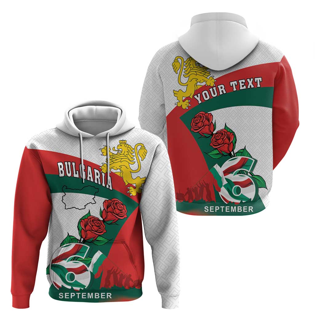 Personalized Bulgaria Unification Day Zip Hoodie Lion Rampant Red Rose