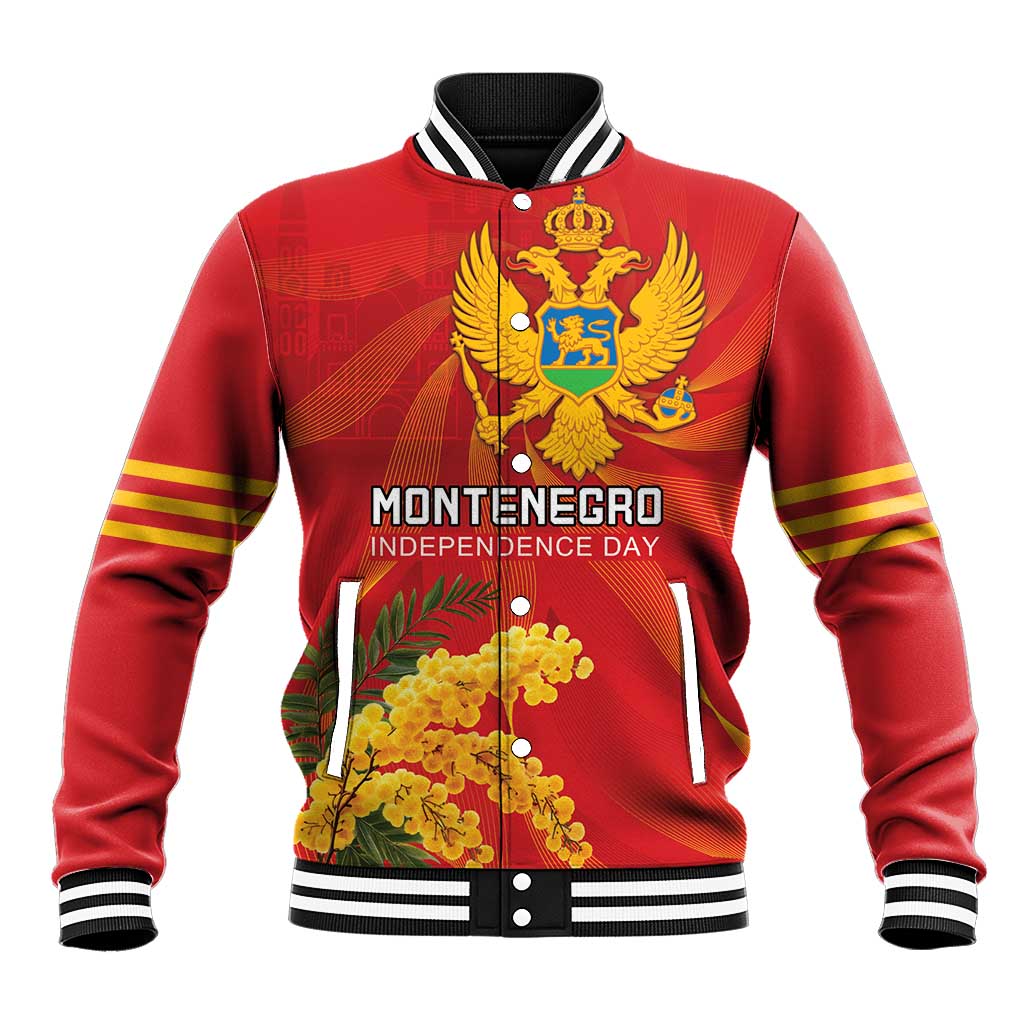 Personalized Montenegro Independence Day Baseball Jacket Coat Of Arms With Mimoza