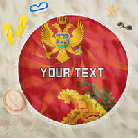 Personalized Montenegro Independence Day Beach Blanket Coat Of Arms With Mimoza