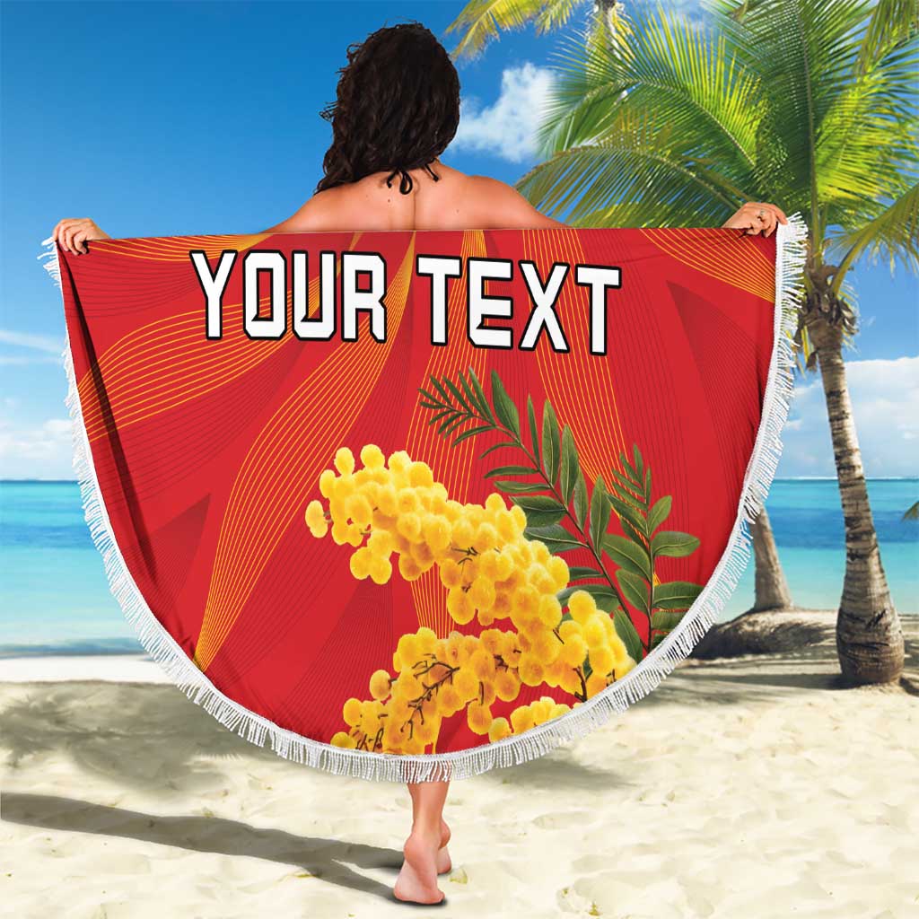 Personalized Montenegro Independence Day Beach Blanket Coat Of Arms With Mimoza