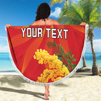 Personalized Montenegro Independence Day Beach Blanket Coat Of Arms With Mimoza