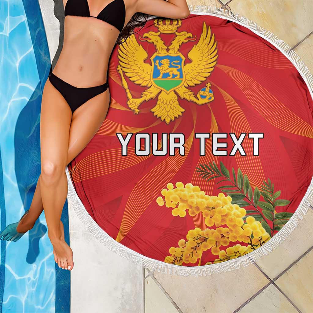 Personalized Montenegro Independence Day Beach Blanket Coat Of Arms With Mimoza