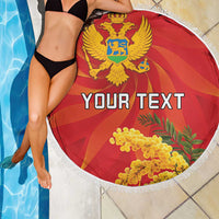 Personalized Montenegro Independence Day Beach Blanket Coat Of Arms With Mimoza