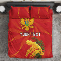 Personalized Montenegro Independence Day Bedding Set Coat Of Arms With Mimoza