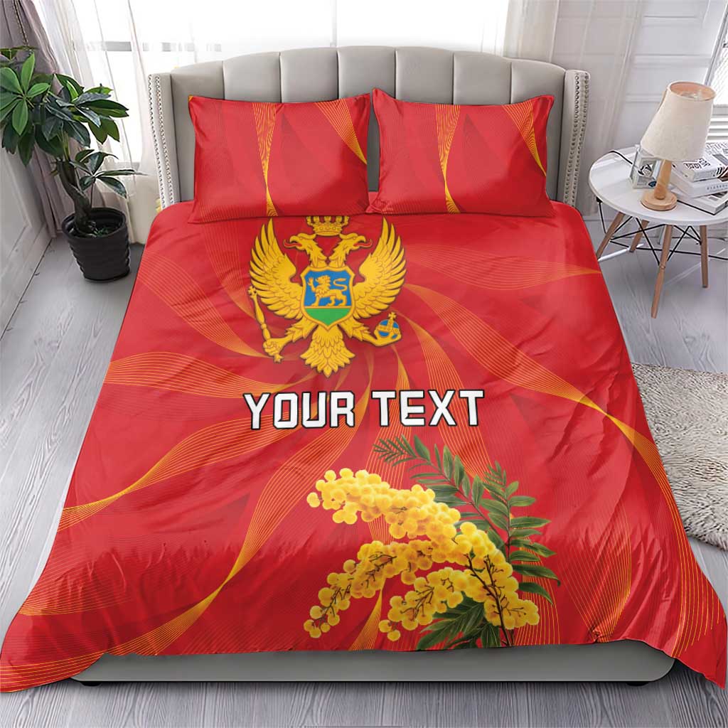 Personalized Montenegro Independence Day Bedding Set Coat Of Arms With Mimoza