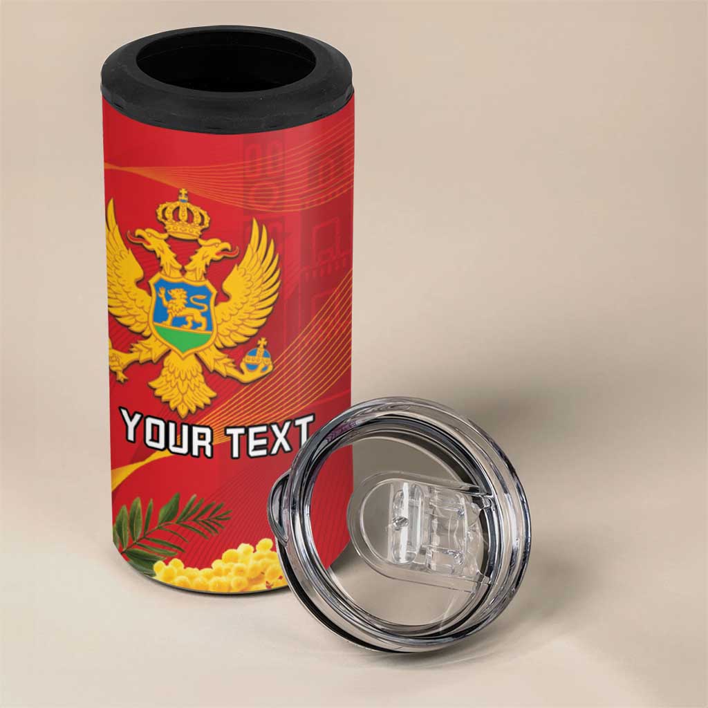 Personalized Montenegro Independence Day 4 in 1 Can Cooler Tumbler Coat Of Arms With Mimoza