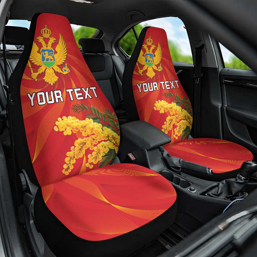 Personalized Montenegro Independence Day Car Seat Cover Coat Of Arms With Mimoza