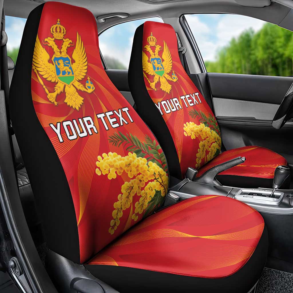 Personalized Montenegro Independence Day Car Seat Cover Coat Of Arms With Mimoza