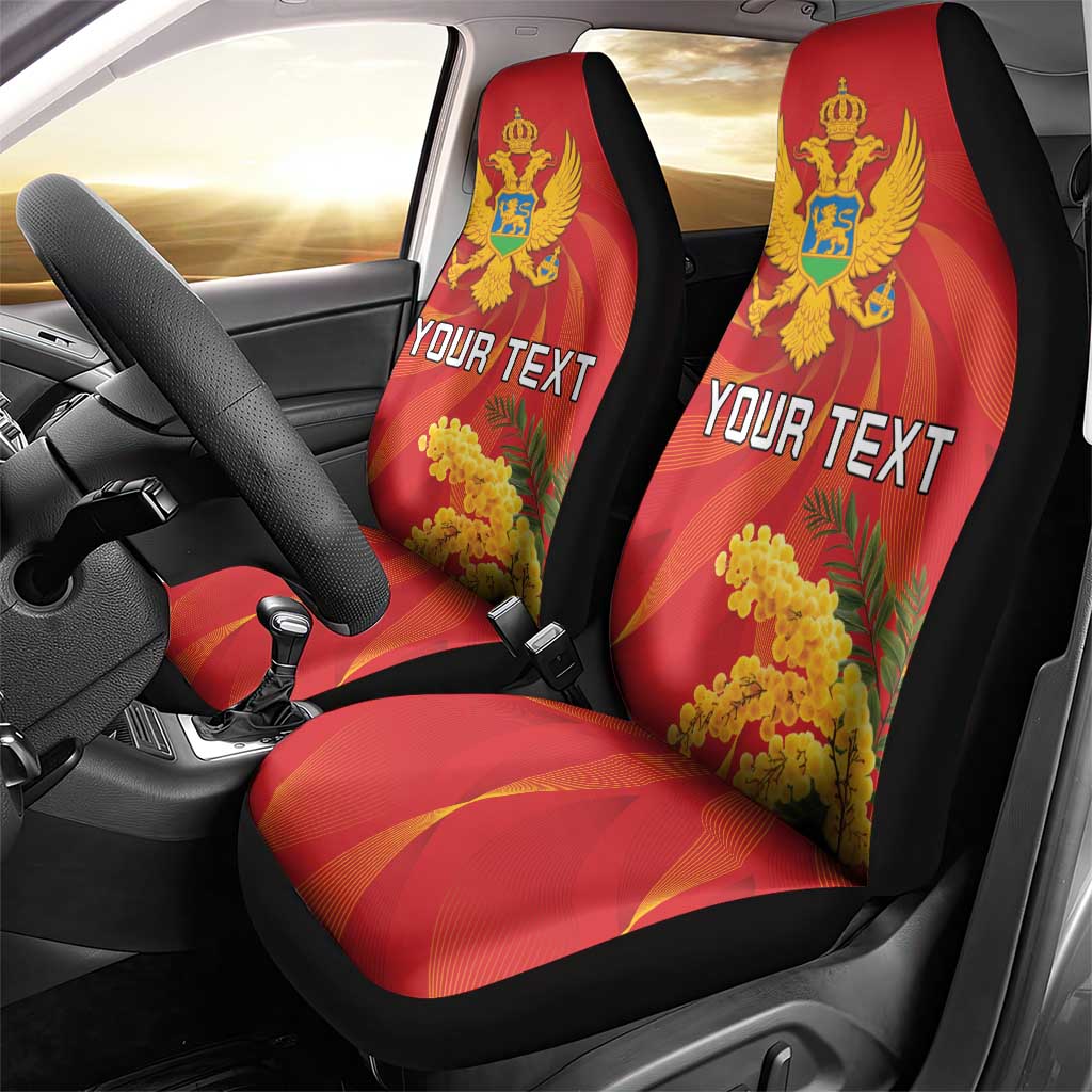Personalized Montenegro Independence Day Car Seat Cover Coat Of Arms With Mimoza