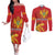 Personalized Montenegro Independence Day Couples Matching Off The Shoulder Long Sleeve Dress and Long Sleeve Button Shirt Coat Of Arms With Mimoza