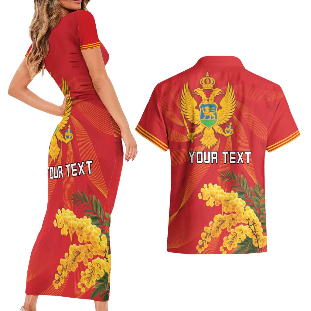 Personalized Montenegro Independence Day Couples Matching Short Sleeve Bodycon Dress and Hawaiian Shirt Coat Of Arms With Mimoza