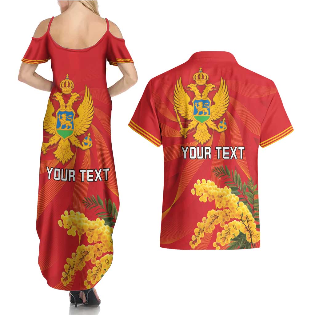 Personalized Montenegro Independence Day Couples Matching Summer Maxi Dress and Hawaiian Shirt Coat Of Arms With Mimoza