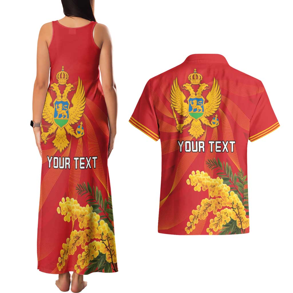 Personalized Montenegro Independence Day Couples Matching Tank Maxi Dress and Hawaiian Shirt Coat Of Arms With Mimoza
